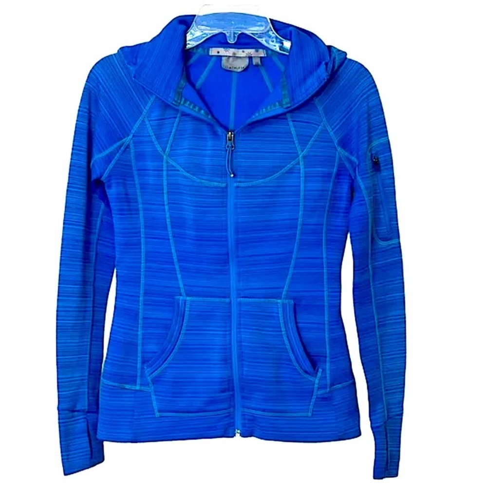 Athleta Striped strength hoodie macaw blue - Picture 2 of 12